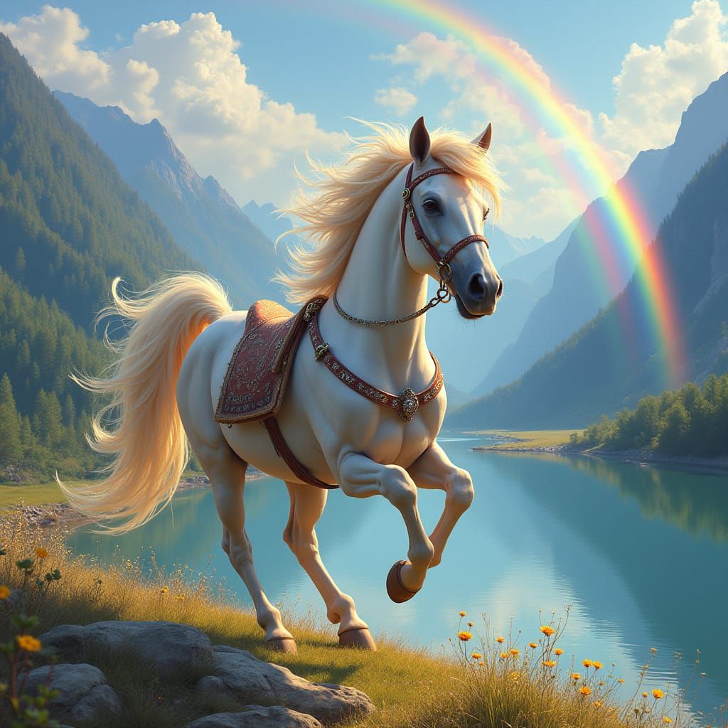 Majestic Pony Gallops by Rainbow River