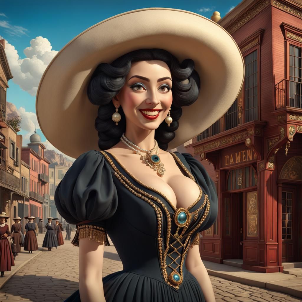 Surreal Old West Woman in Maximalist Style