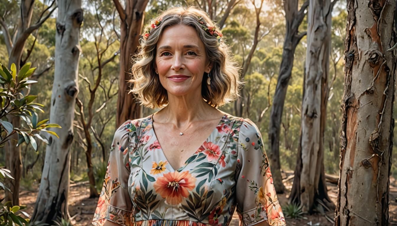 Australian Bush Goddess in Whimsical Florals