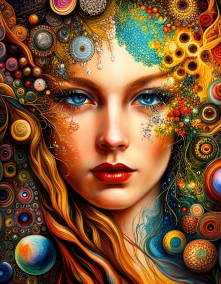 Tree of Life with Tiger-Eye Crystals in Hyperrealism