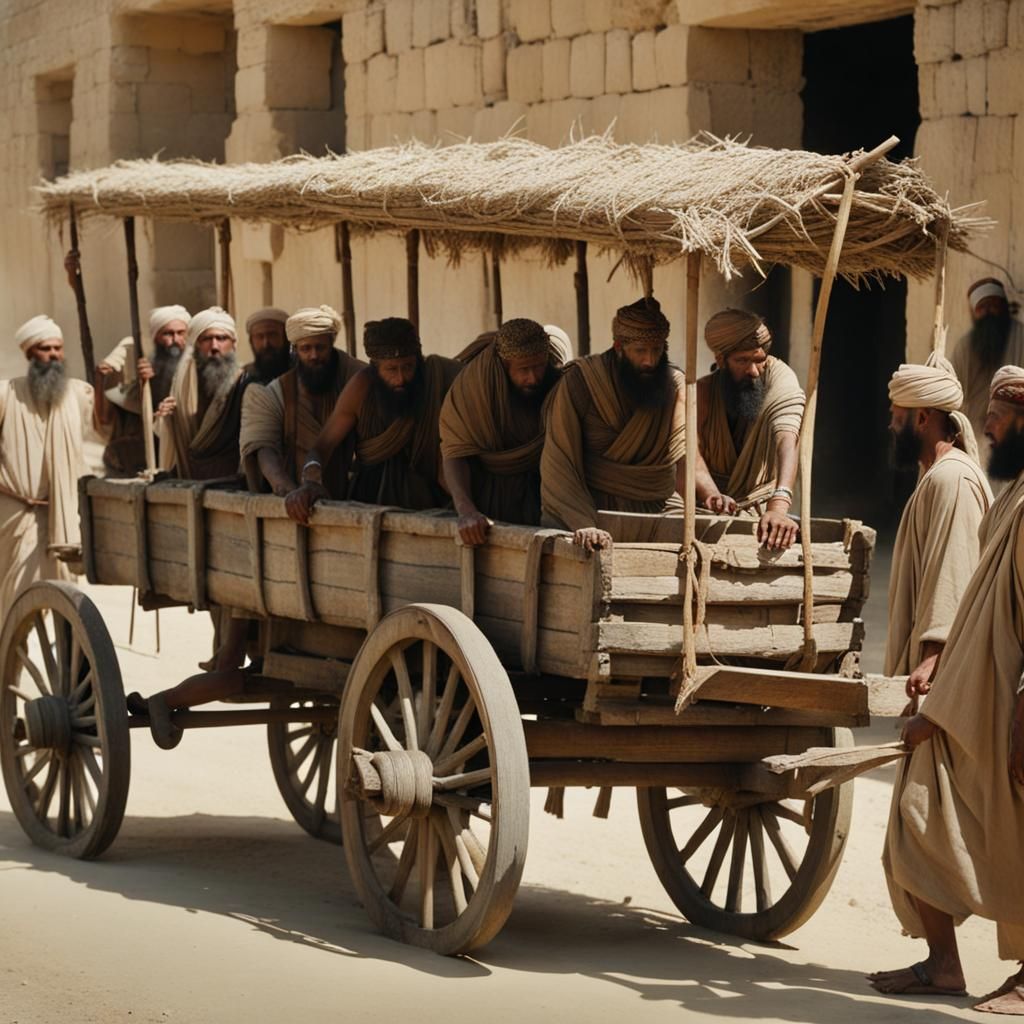 Ancient Sumerian Wagon with Prisoners of War