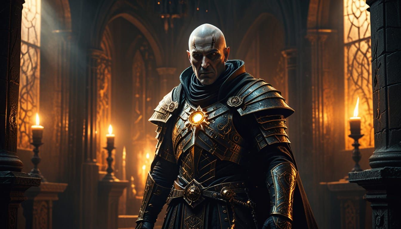 Grand Inquisitor in Mystical Chamber: Dark Fantasy Art