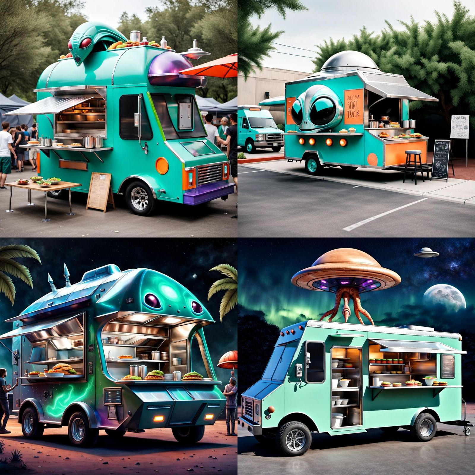 Spaceship Food Truck Hosted by Alien