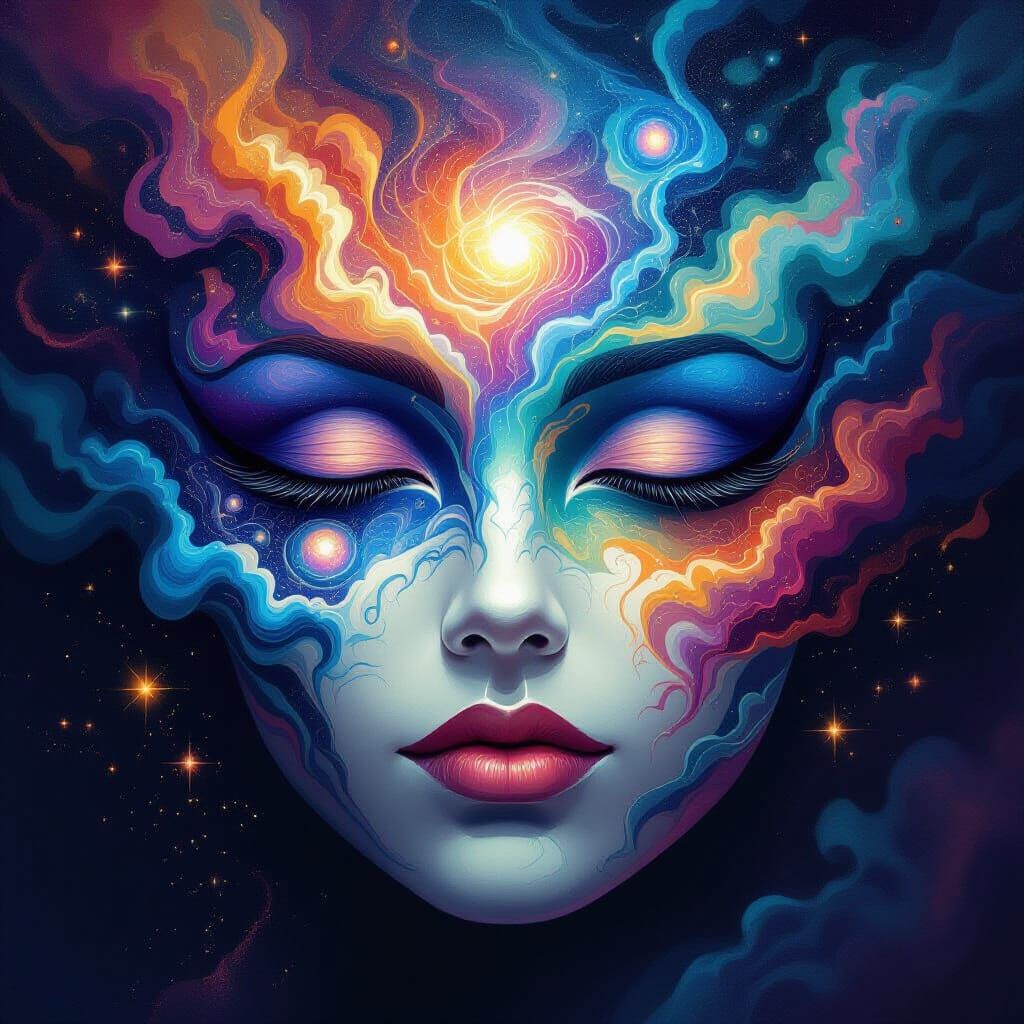 Surreal Cosmic Face Mask Digital Painting