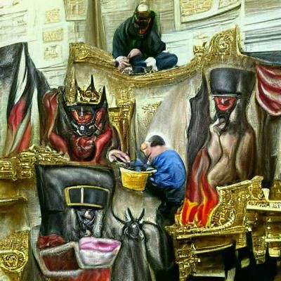 Offensive Caricature Seated on a Throne