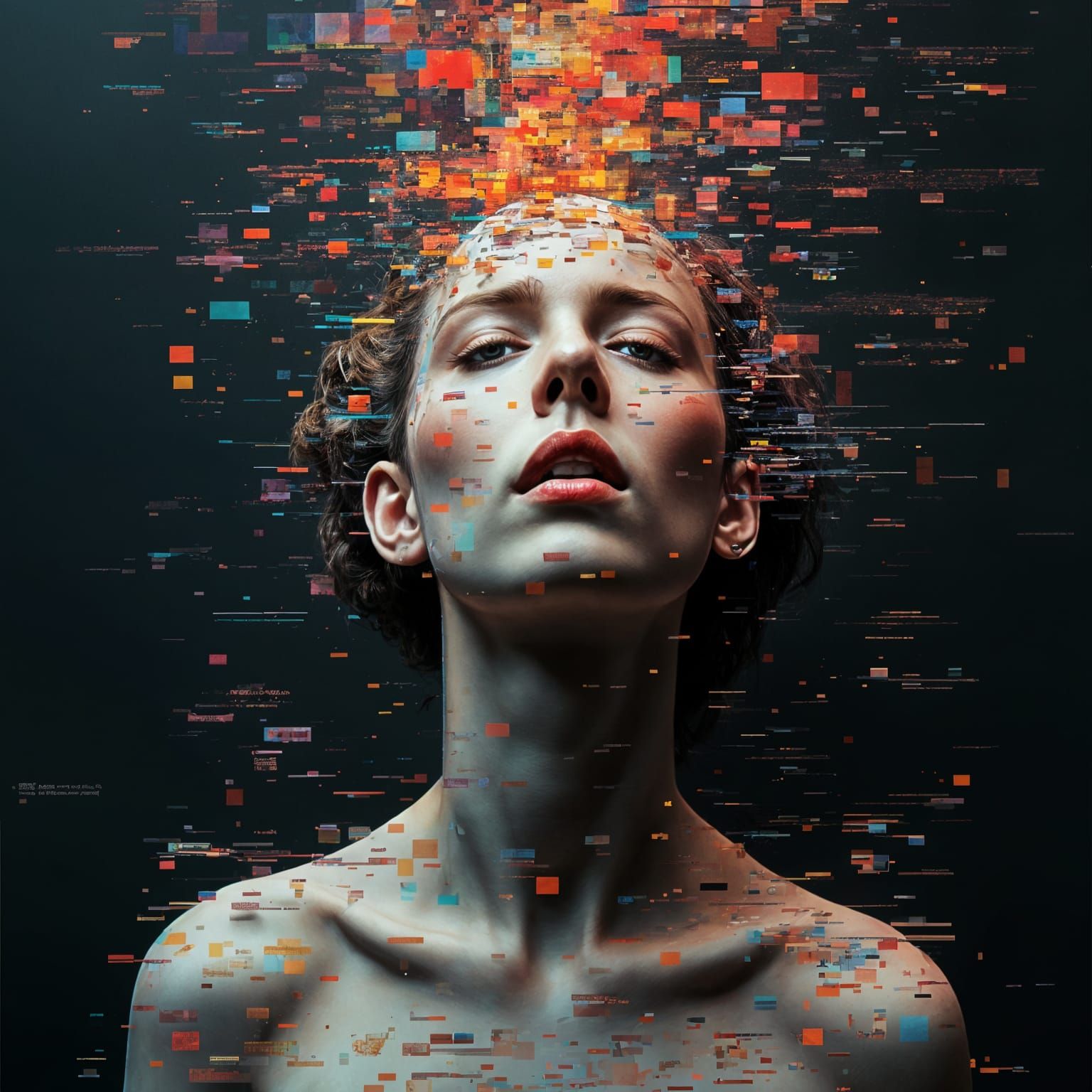 A close-up cubist painting, Neo-Cubism, layered overlapping ...