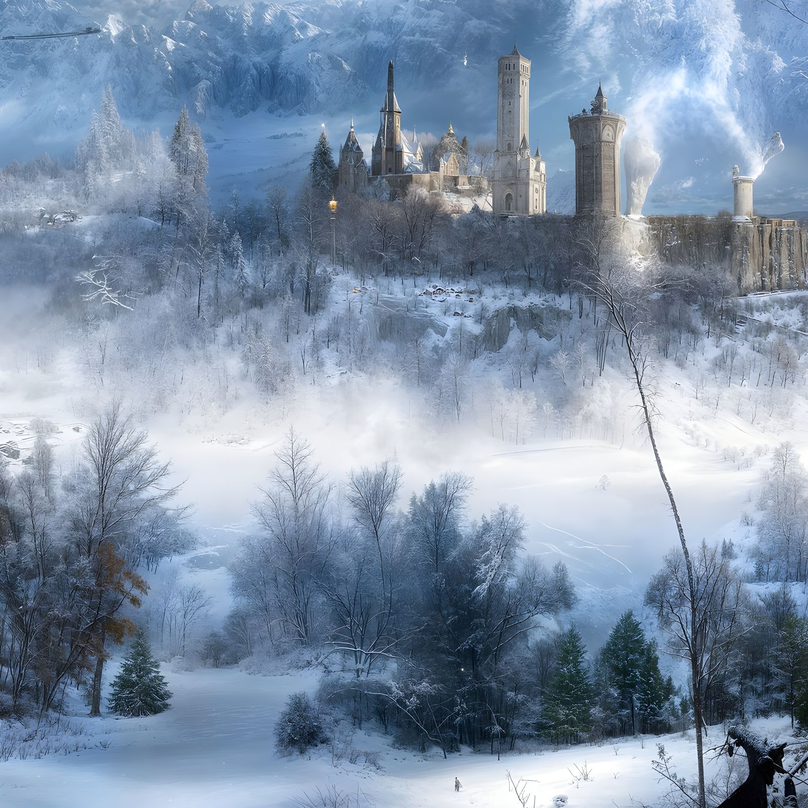 A Snow-Covered Kingdom in the Grip of a Furious Storm