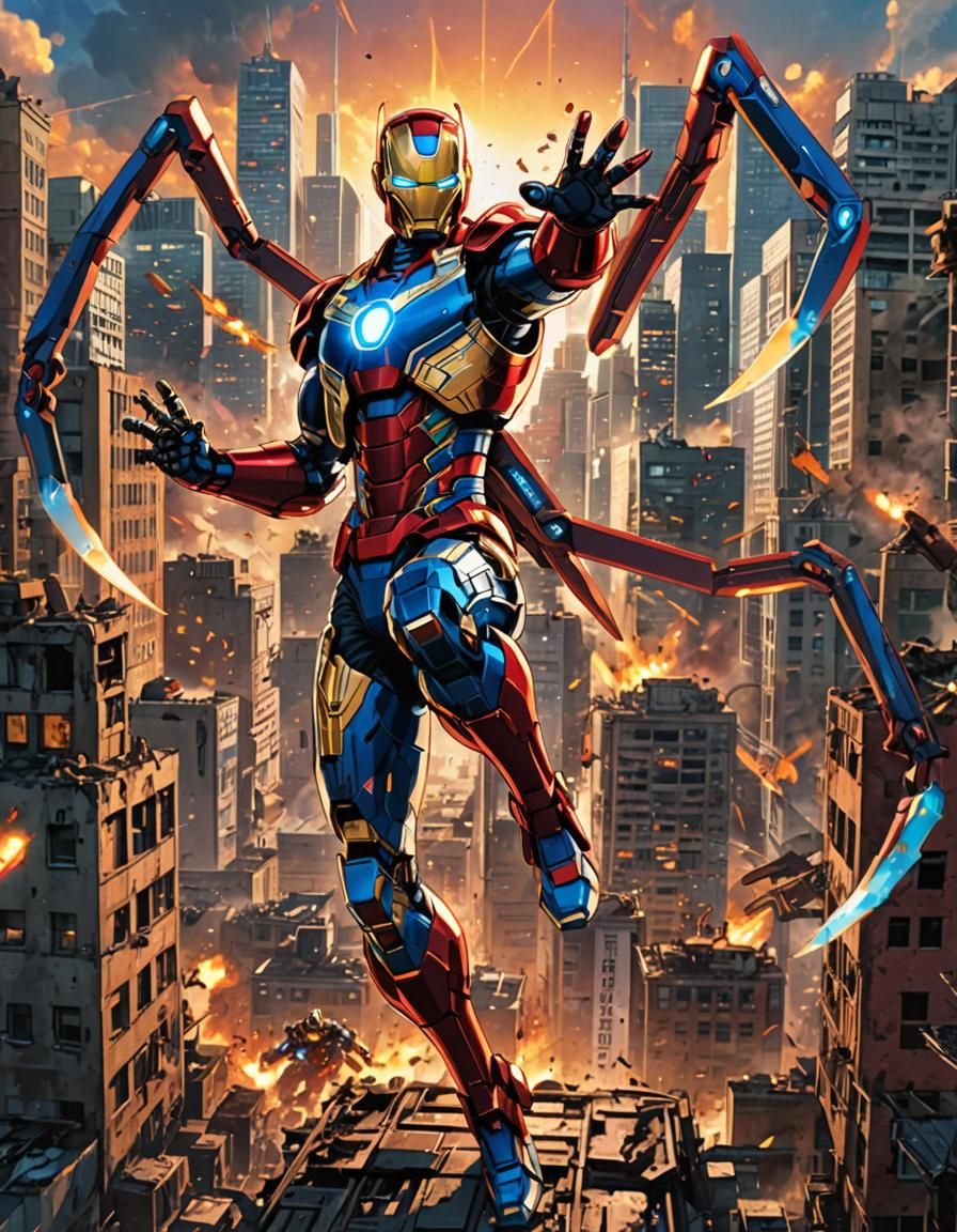 Giant Mecha Avenger Fusion in Anime Style