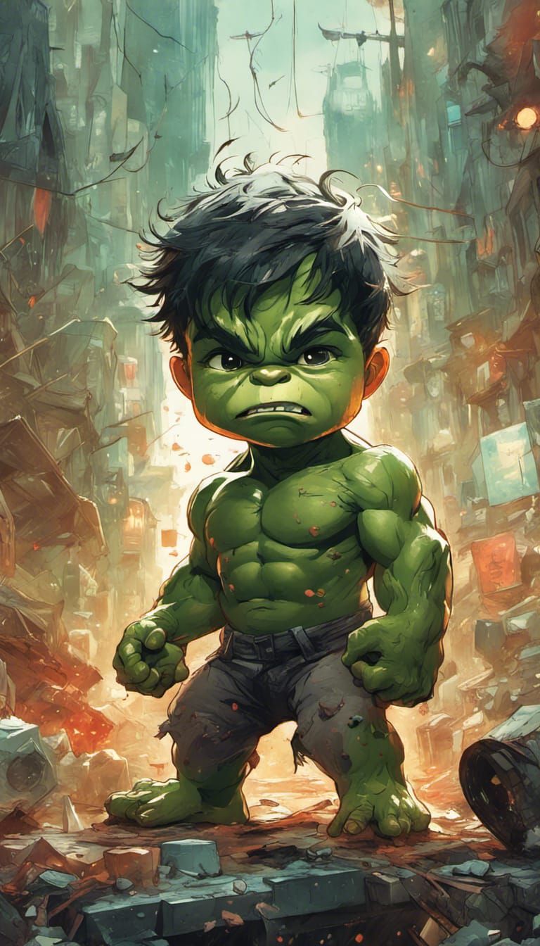 Adorable Chibi Hulk Destruction in Hyperdetailed 8K
