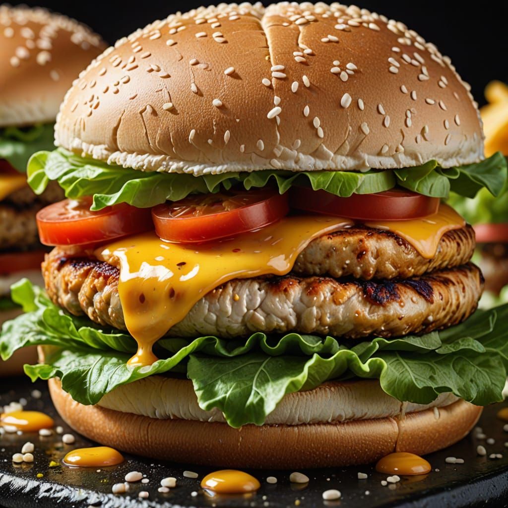 Golden Brown Chicken Burger with Crisp Details
