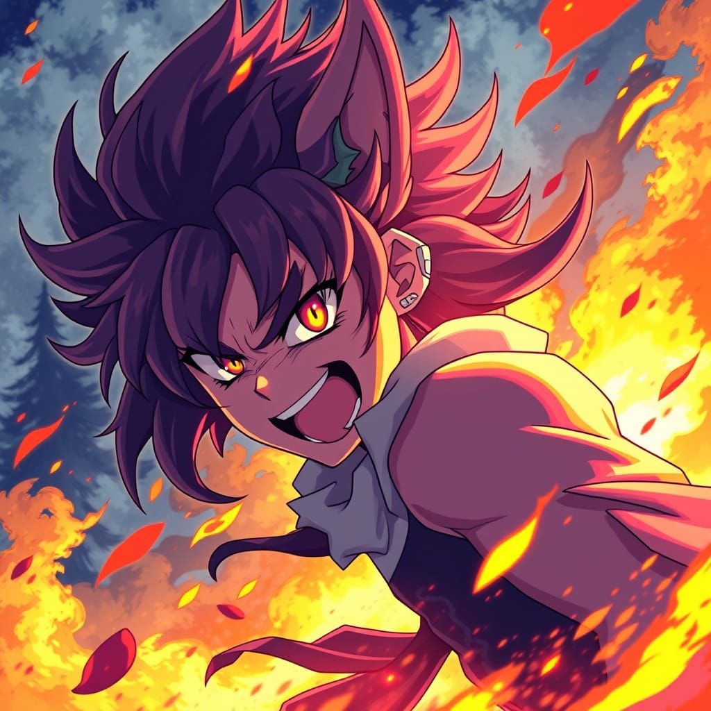 Vibrant Anime Artwork of a Wild Spirit in Cinematic Lighting