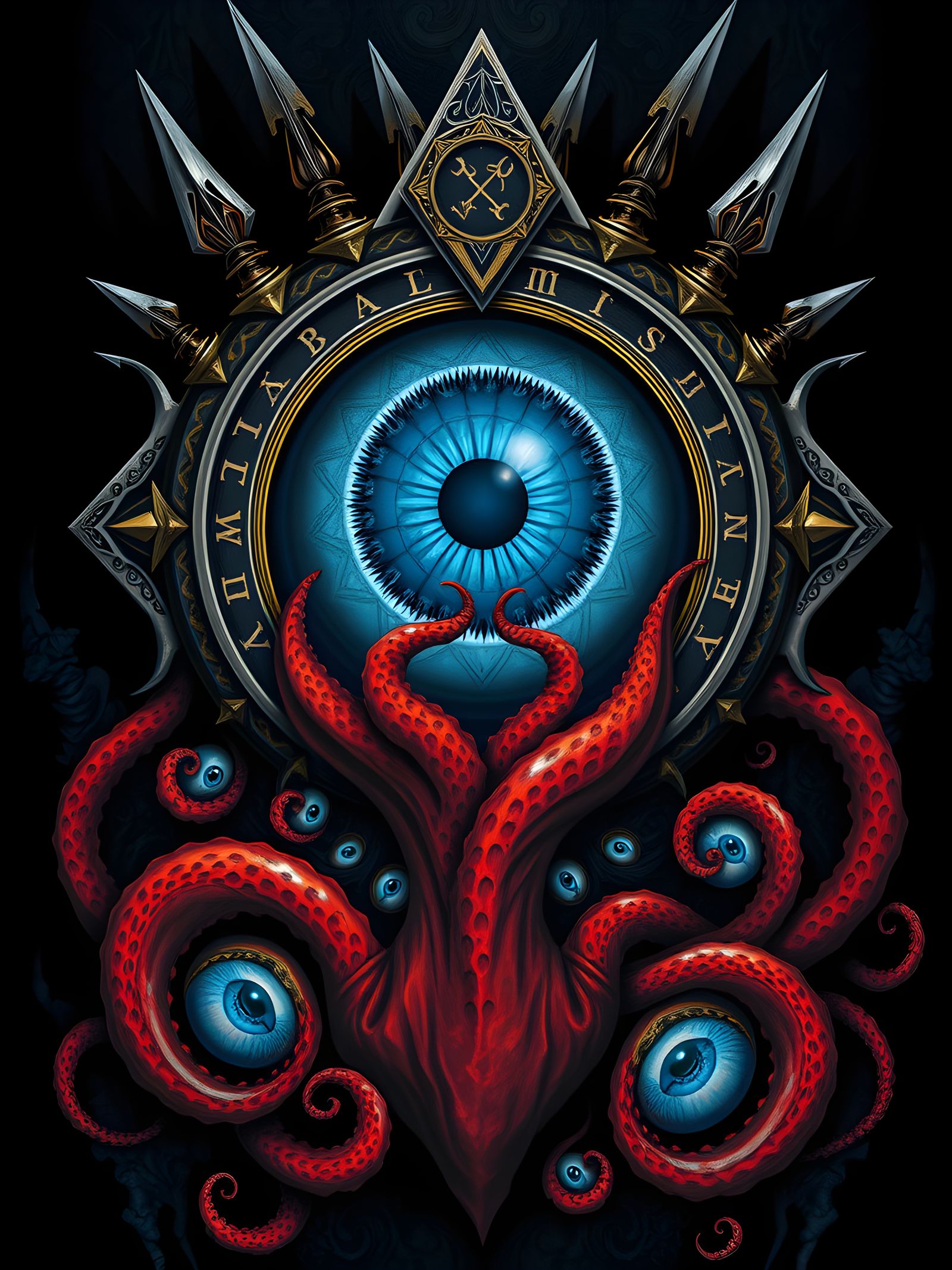 Lovecraftian Eye of the Ancients in Dark, Muted Palette