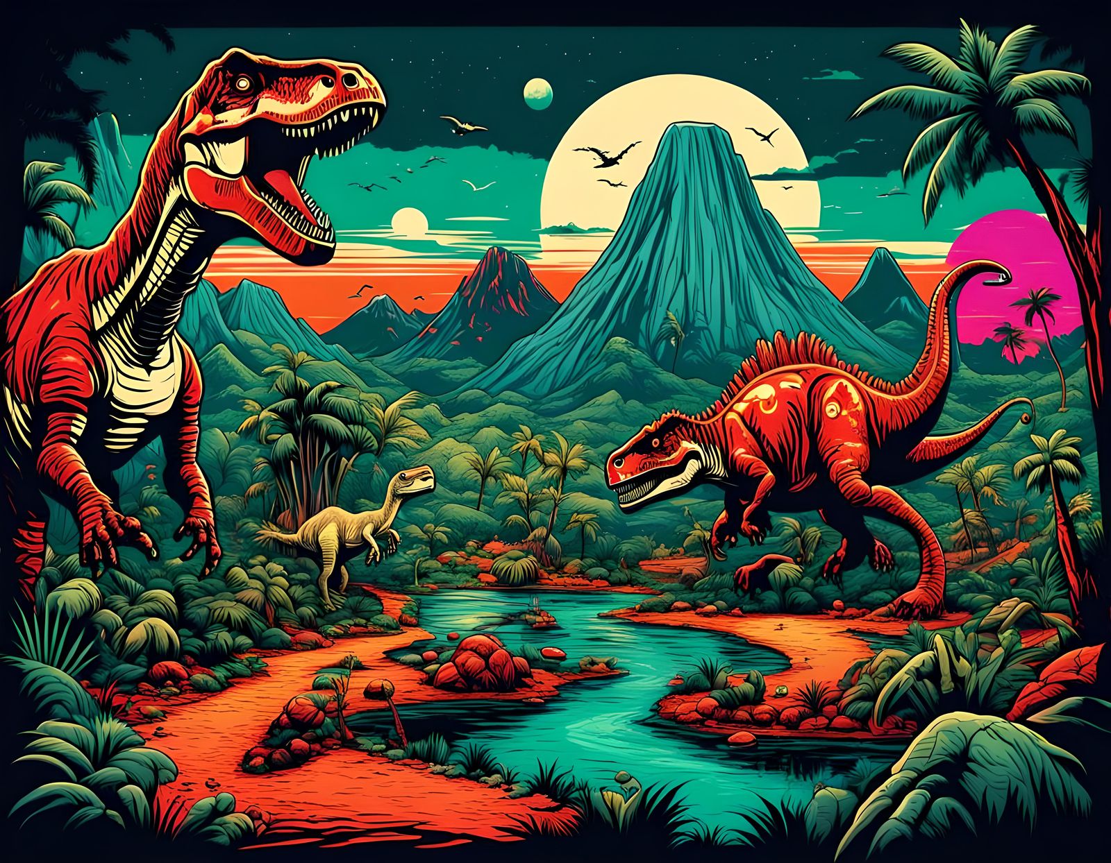 Futuristic Jurassic Park on Alien Planet