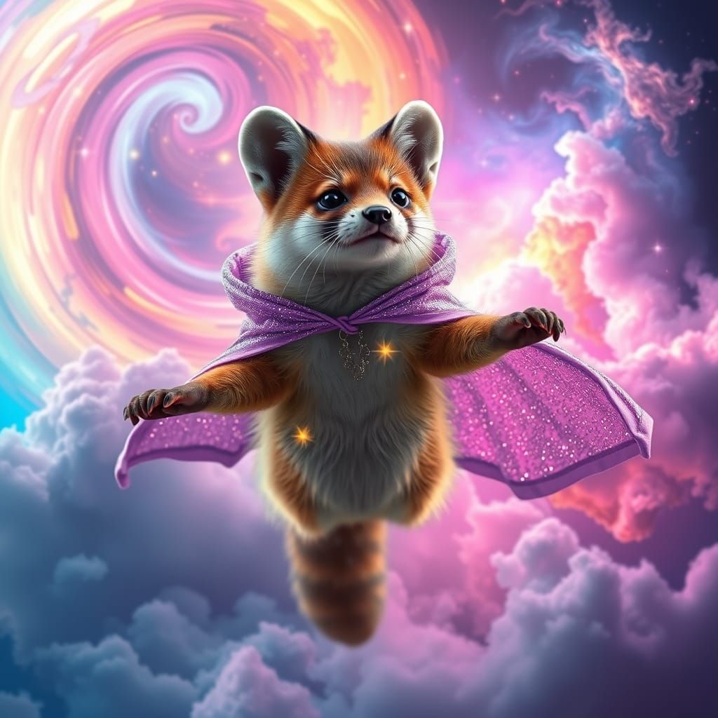 Dreamy Cosmic Fennec Fox in Vibrant Astral Cloak