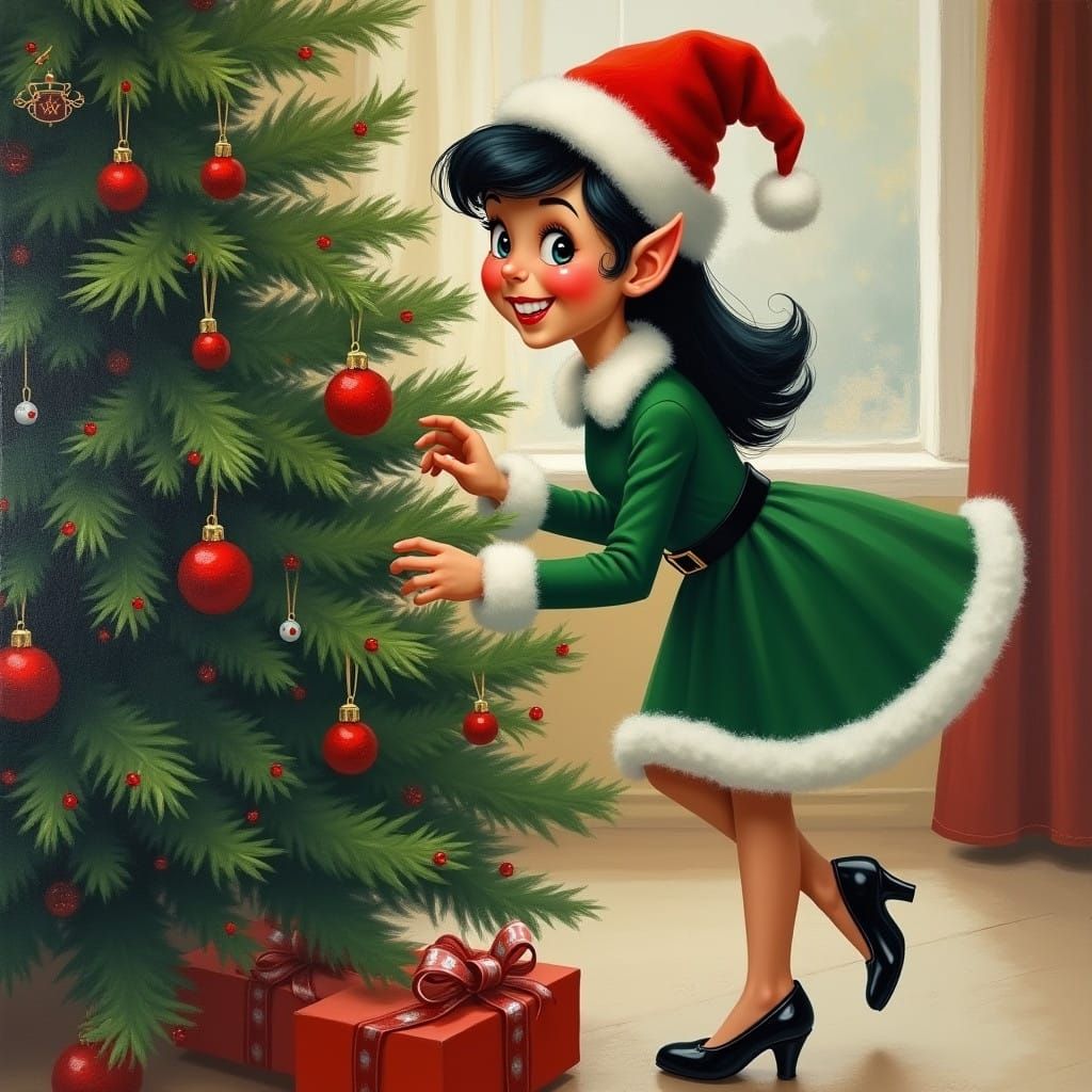 Joyful Christmas Elf in Elegant Style