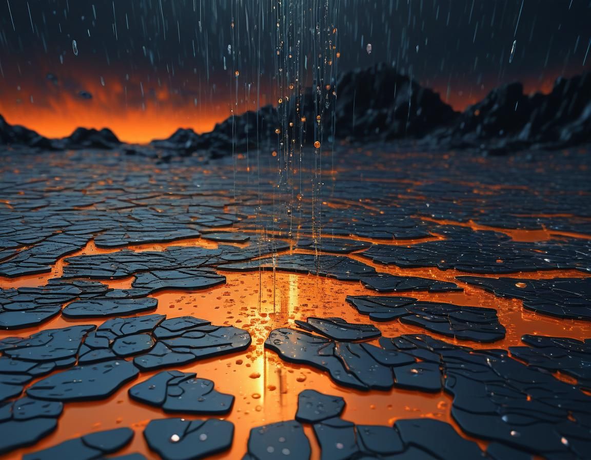 Ethereal Abstract: A Chance of Rain in Sci-Fi Orange