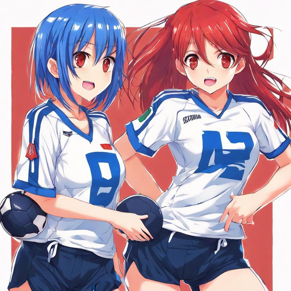 Anime Style Girls in Football Shirts