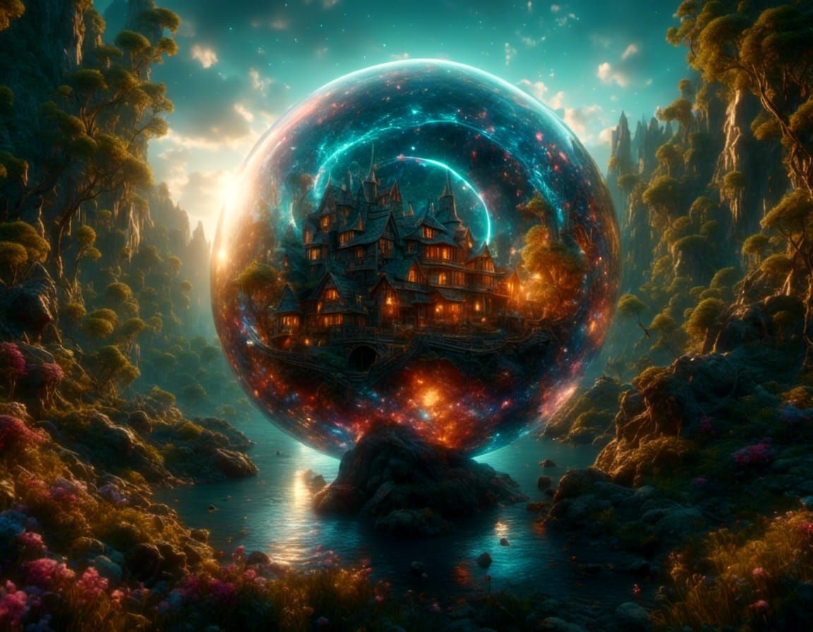 Fractal Wizard Casting Spells in Colorful Surroundings