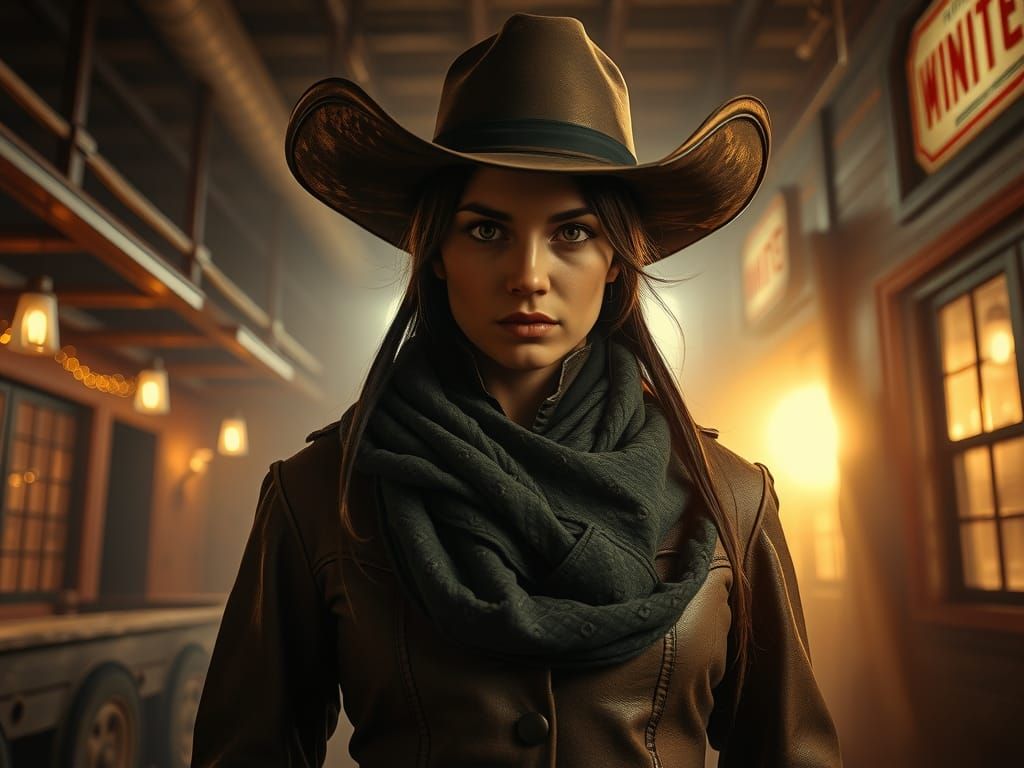 Xenomorph Gunslinger in Vintage Western Poster Style