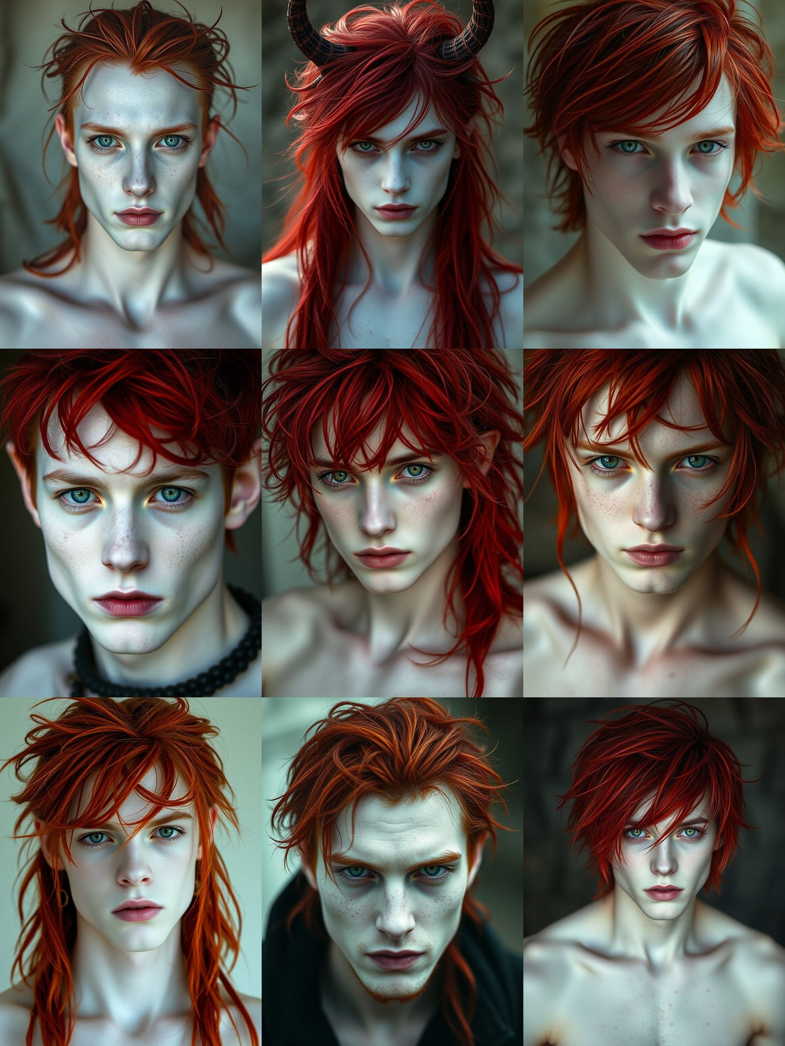 Ethereal Demi-Human with Pale Skin and Red Hair