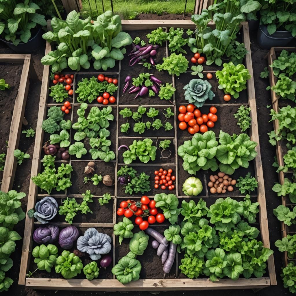 mini vegetable garden with various fresh vegetables