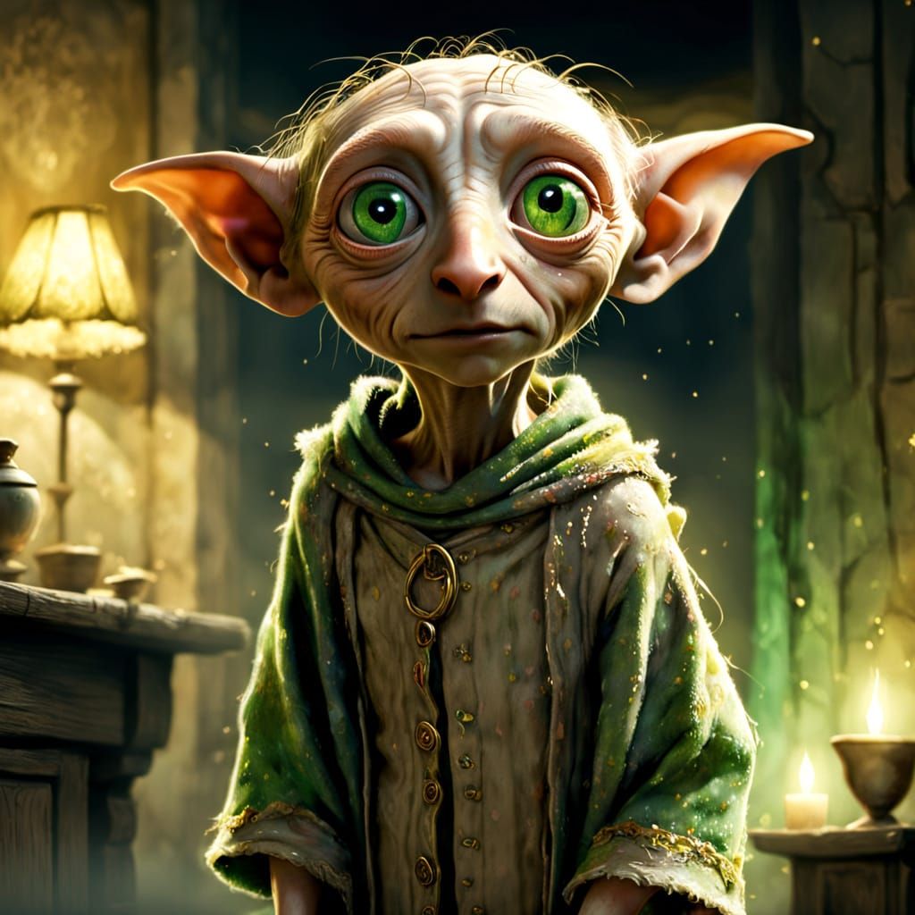 Dobby the House Elf in Watercolor Style