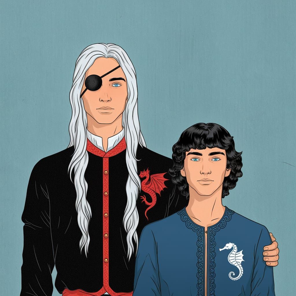 Tall Prince with Eye Patch Marries Curly Prince in Regal Att...