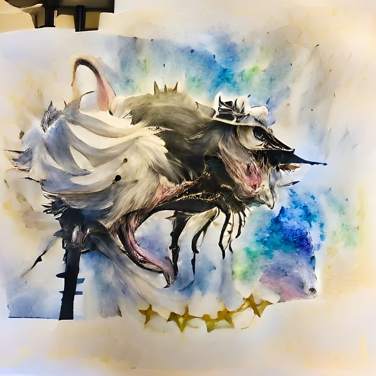 Ethereal Watercolor of a Gothic Horror Creature
