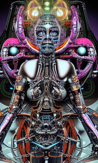 Cybernetic Princess in Triadic Color Scheme