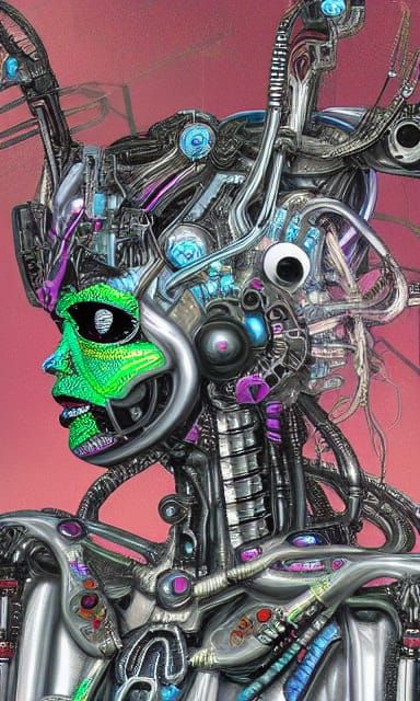 Cybernetic Princess in Scrap Metal Photoillustration