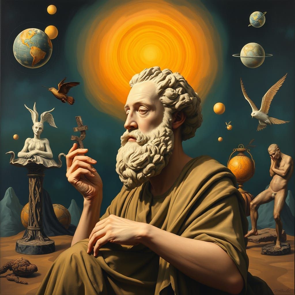 Aristotle's Entelechy: Surrealist Dreamscape in Oil