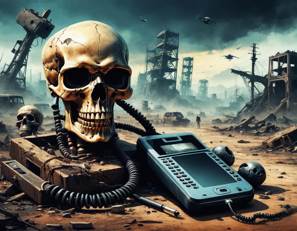 Phone and skull.
