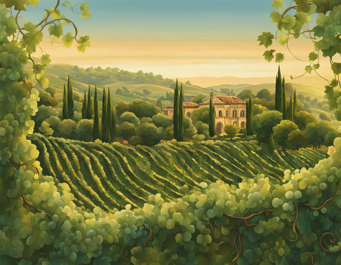 Golden Hour Art Nouveau Landscape