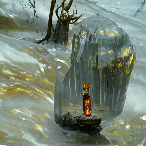 Amber Portal in a Bottle, Forest Scene