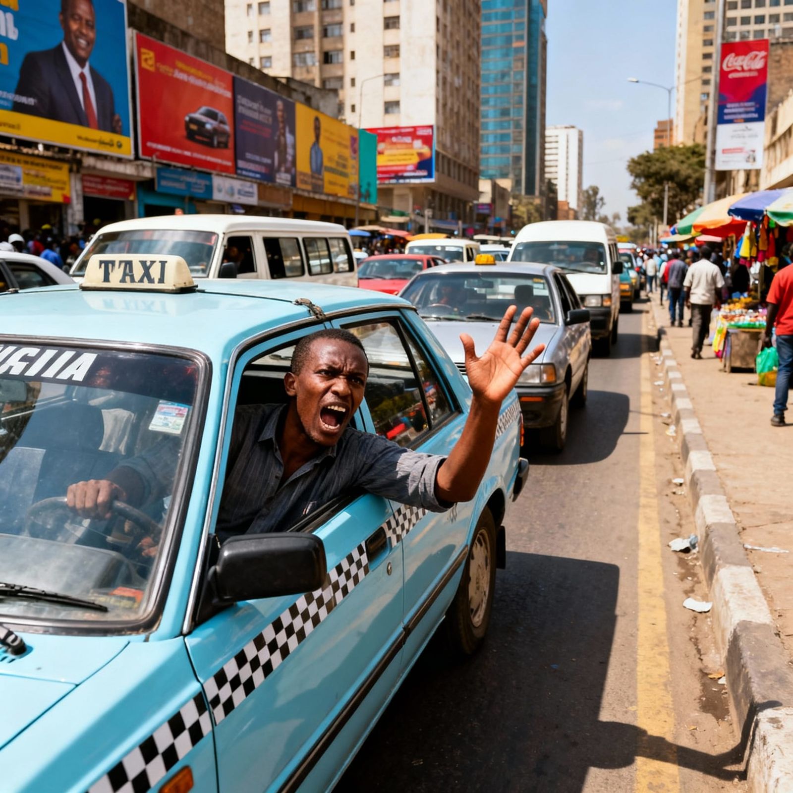 Addis Ababa Taxi Stuck in Rush Hour Traffic