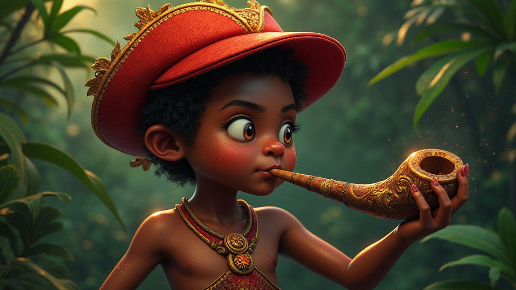 Saci-Pererê in Lush Tropical Matte Painting