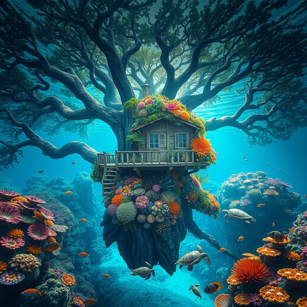 Surreal Underwater Abode Amongst Coral Reef