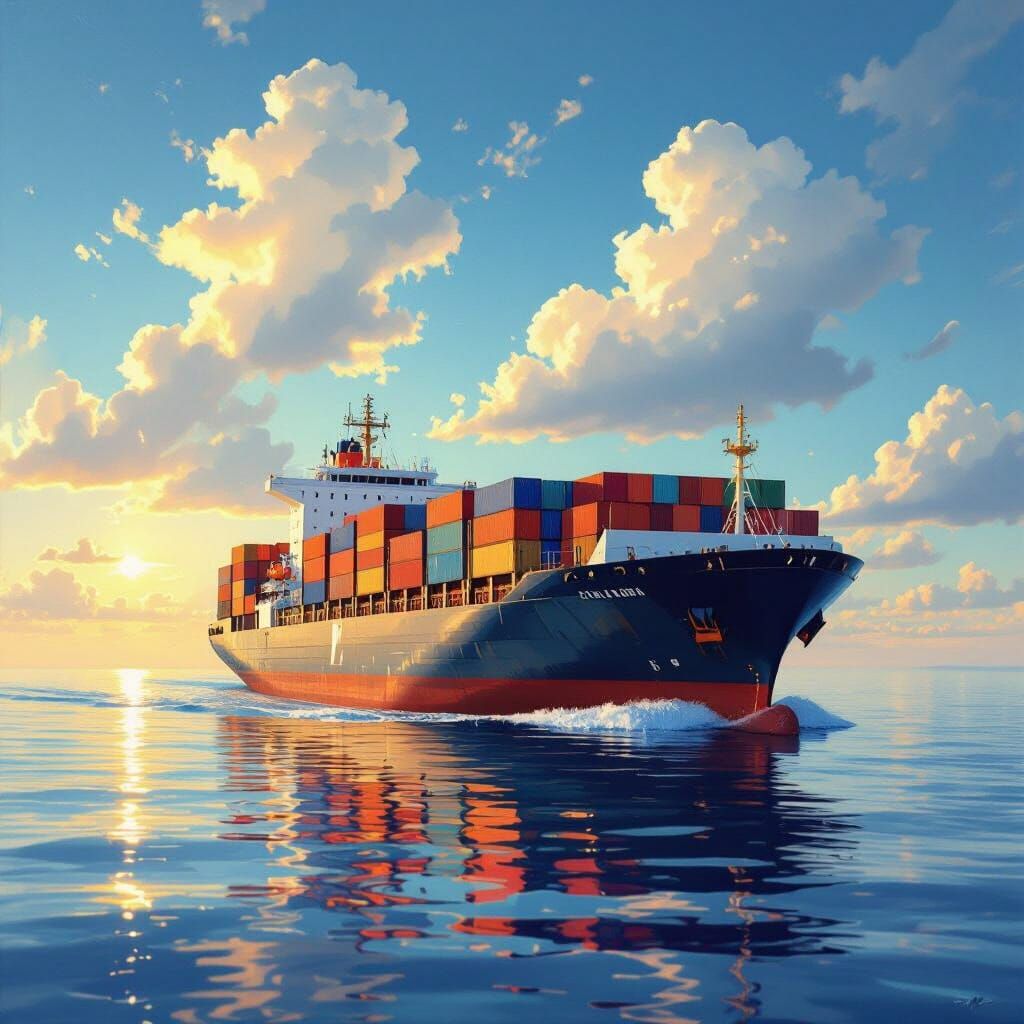 Majestic Cargo Ship on Serene Sea