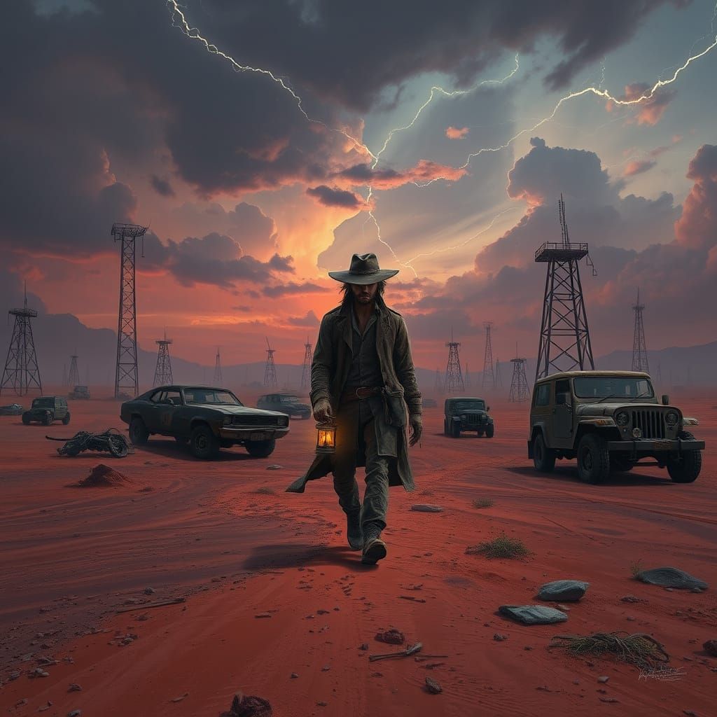 Cyberpunk Desert Wasteland at Twilight