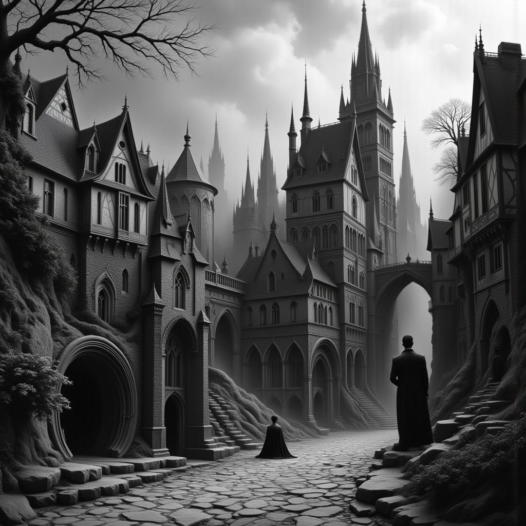 Black and White Noir Cityscape