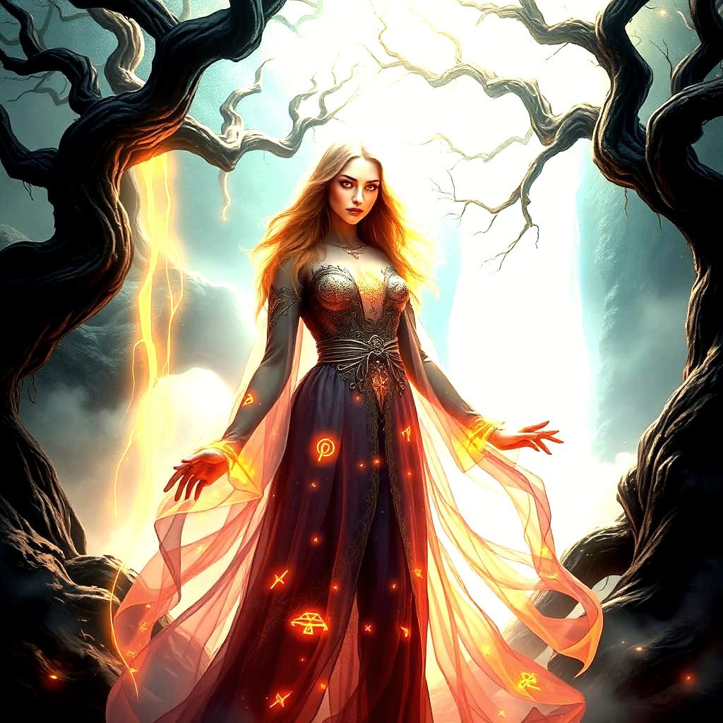 Ethereal Sorceress in Dreamlike Realm