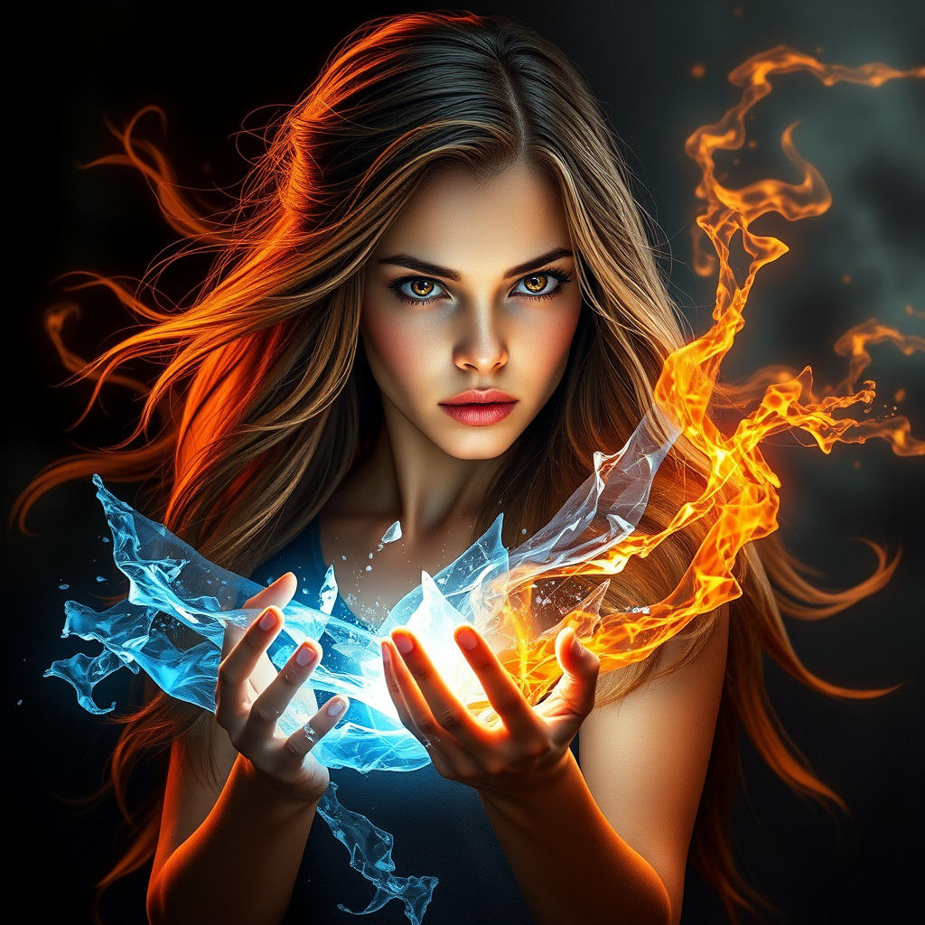 Elemental Woman Portrait in Art Nouveau Style