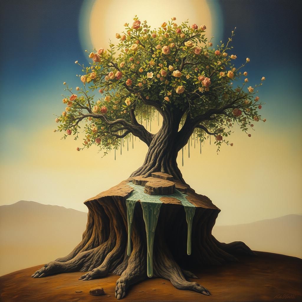 Surreal Metamorphosis: A Dali-esque Oil Painting
