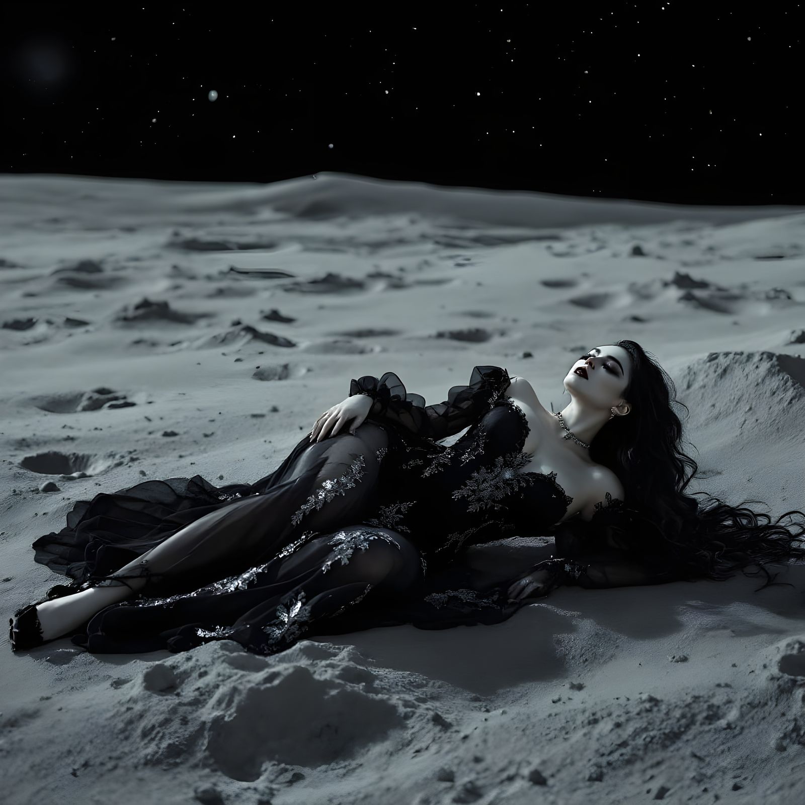 Gothic Goddess on the Lunar Surface