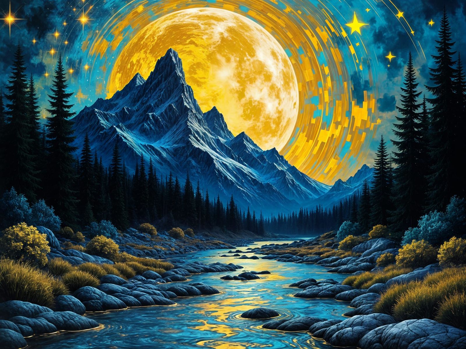 Surreal Dreamscapes in Glitch Art Style