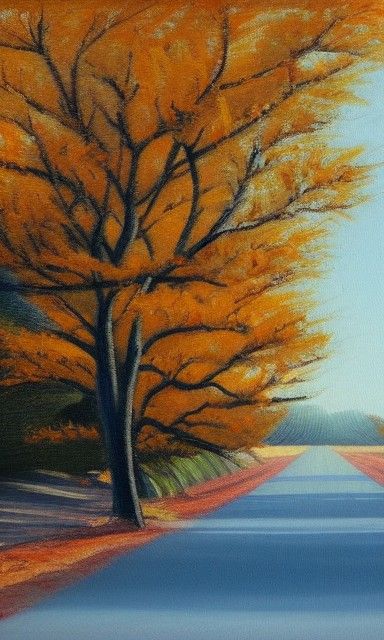 September Morning Landscape in Oil Painting Style