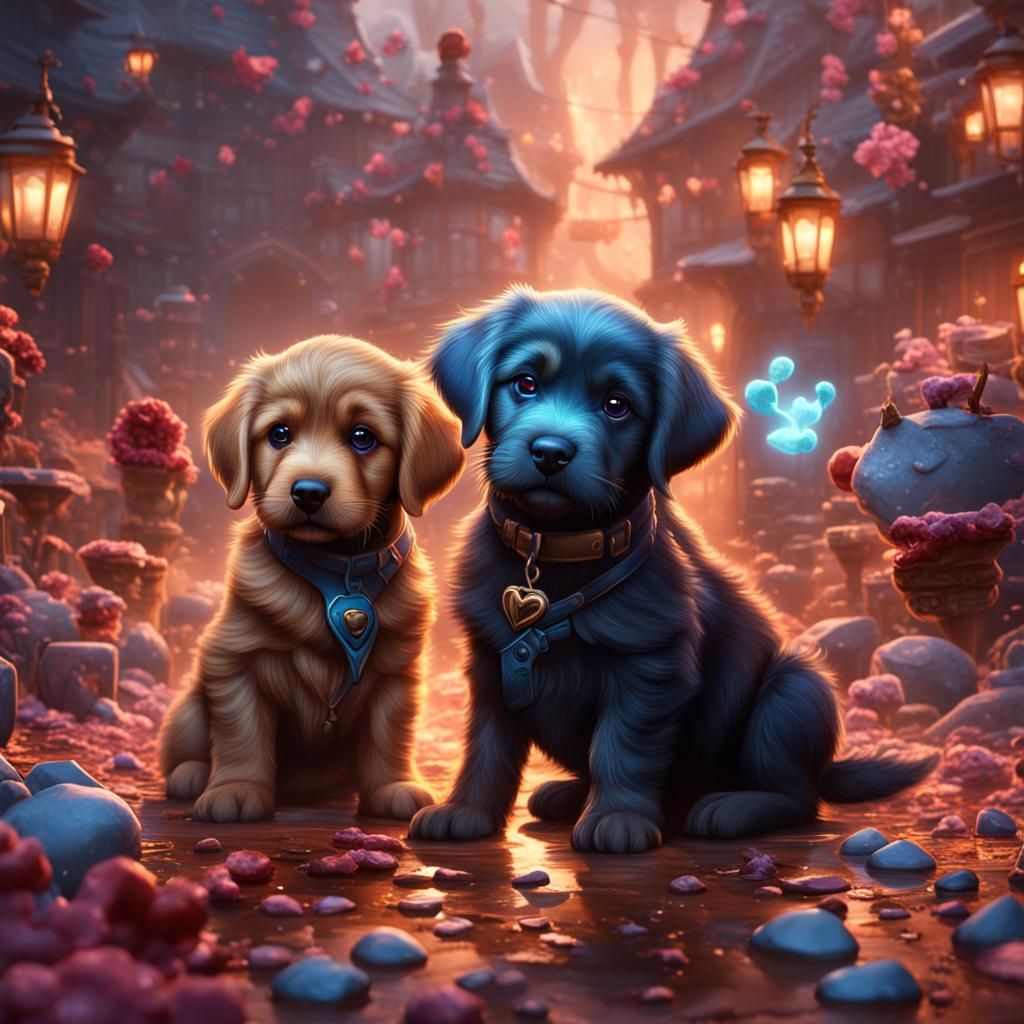 Puppy Love: Fantastical Digital Painting
