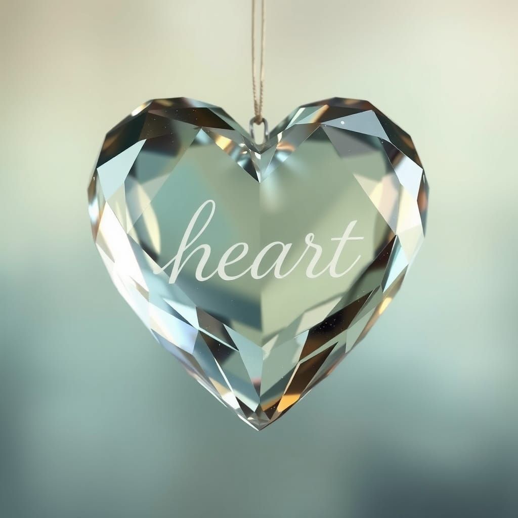 Ethereal Crystal Heart in Mid-Air