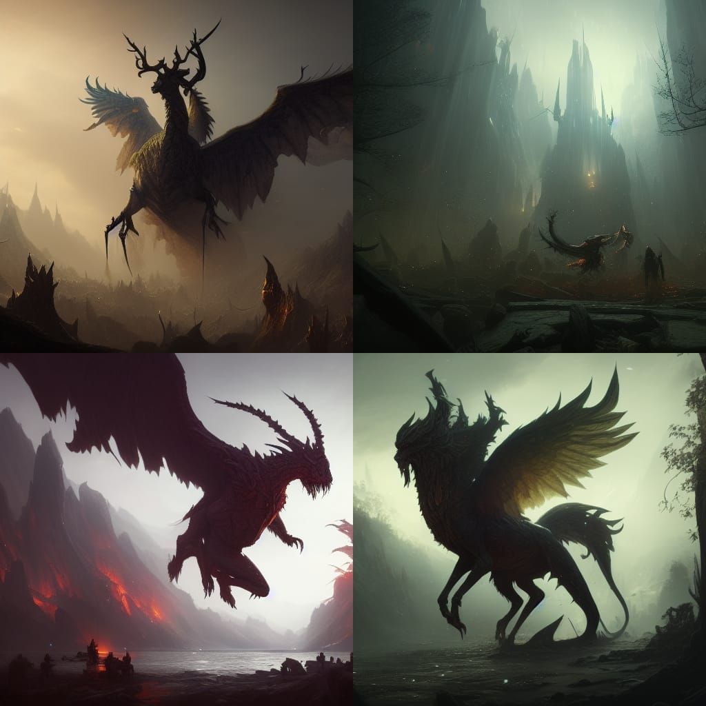 Mythical Creatures in Dark Fantasy Style