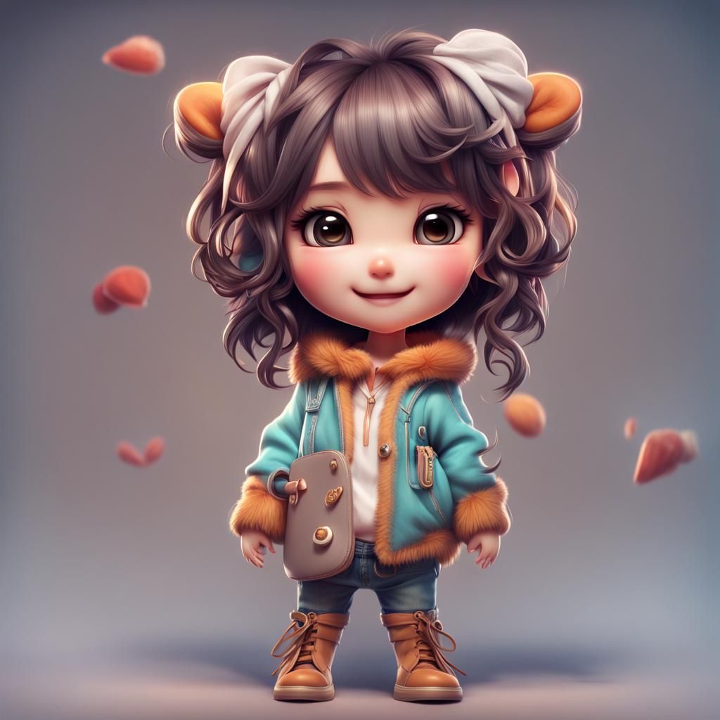 "Challenge yourself to showcase your creativity by creating an original cute smiling chibi character with unique and exa...
